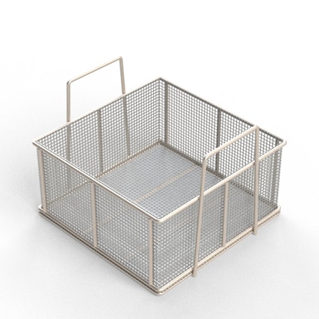 Anysizebasket Rectangular Wire Mesh Basket: 12Lx12Wx6H, 304 SS, 1/4 Rod Frame, Stacking Handles, Mesh: 2 x .063 TMT-120120060-A02S